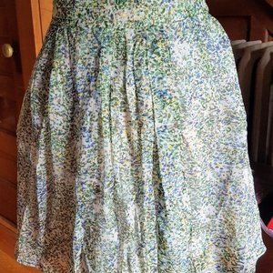J. Crew Blue Green Watercolor Silk Skirt Size 00